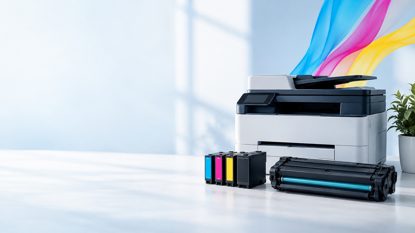 Professional printer with ink and toner cartridges